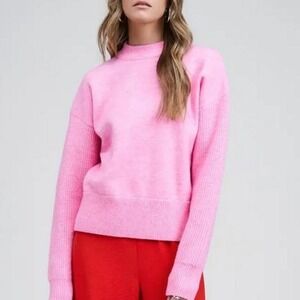 Flat White Los Angeles Harper Sweater Womens Small Pink Rib Knit Pullover
